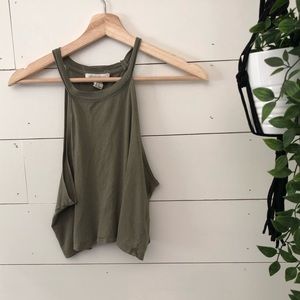Forever 21 Crop Olive Tank - sz m